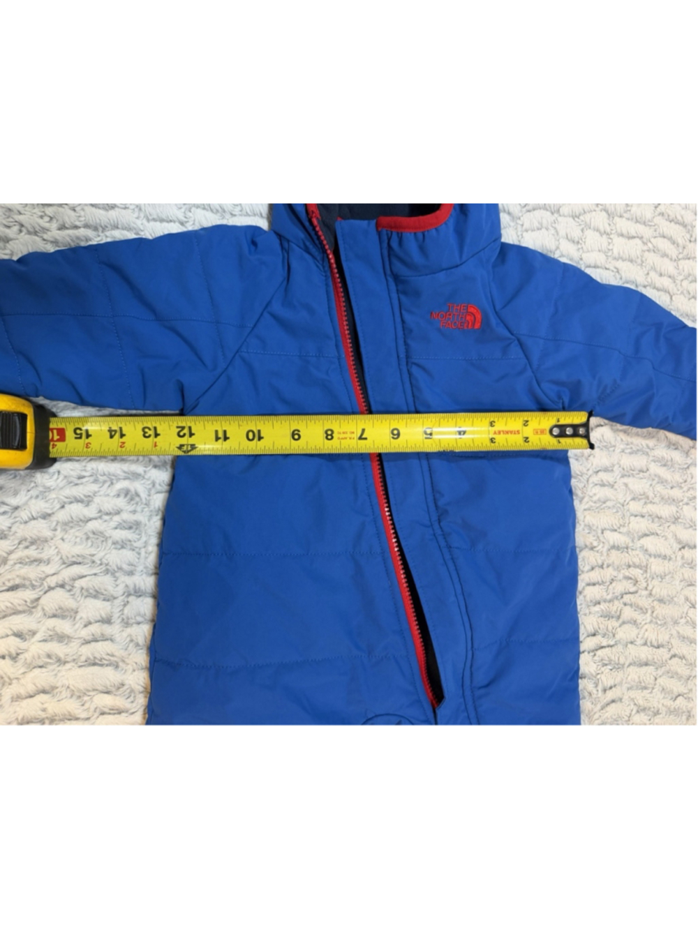 The North Face Hooded Full Zip One-Piece Snowsuit Blue/Red 3-6 Months - Picture 3 of 8